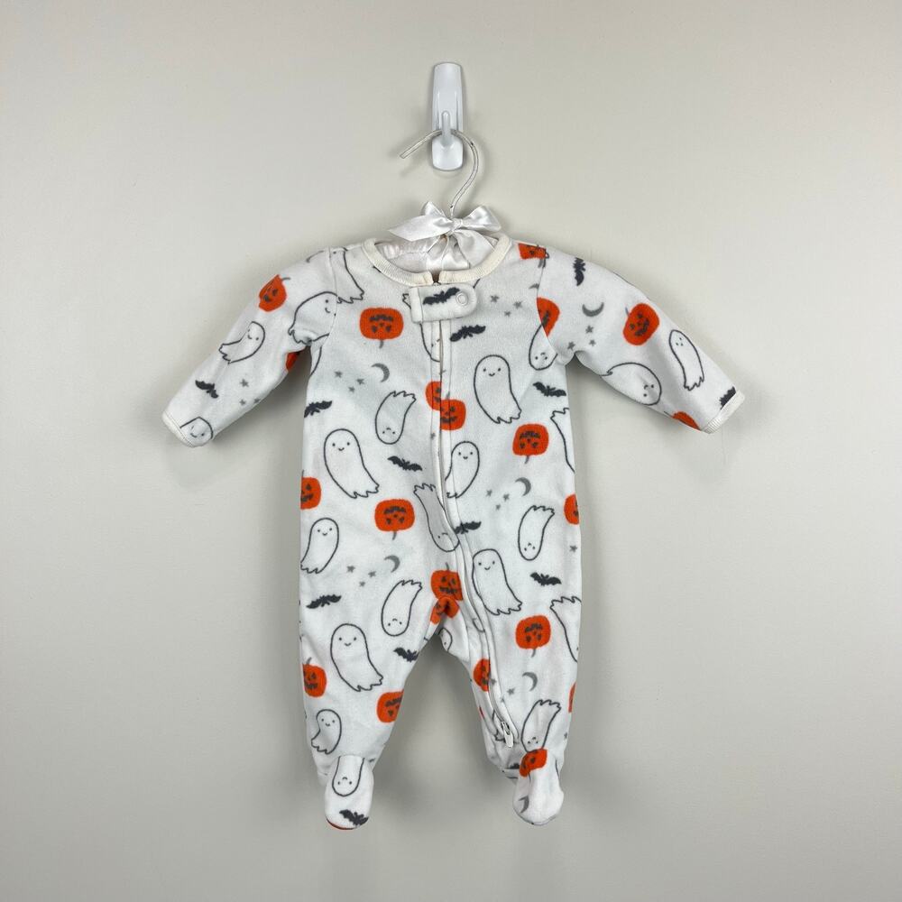 Carter's Comfy Halloween Fleece Sleep N' Play Footie White Ghosts Newborn